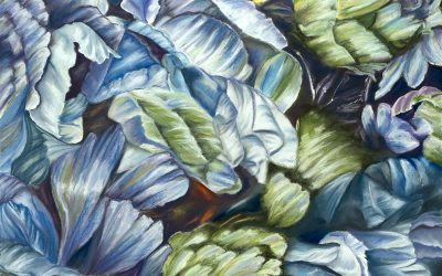 Blue and Green Swirling Flowers
